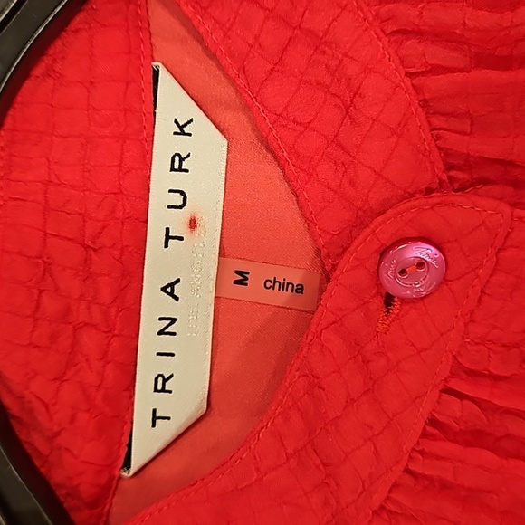 💕TRINA TURK💕 Strong Gauze Button-Up Top ~ Radio City Rose Medium NWOT - Picture 12 of 13